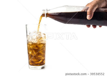 Cola in glass isolated on white background 39538552