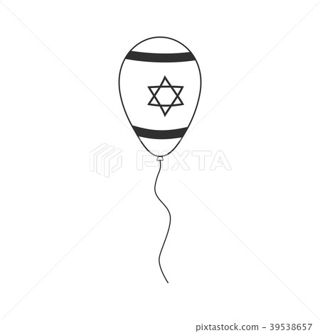 Balloon israel flag icon in black outline design 39538657