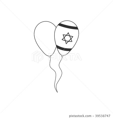 Two balloons icon in outline with Israel flag 39538747