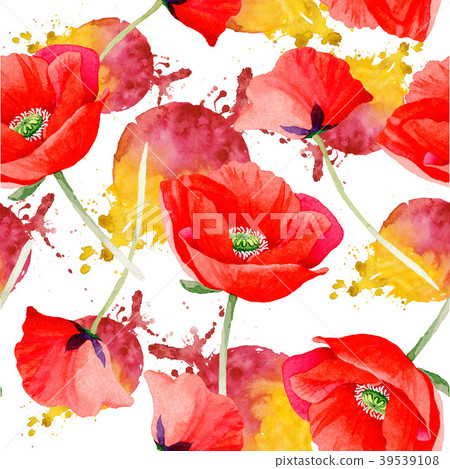 Wildflower poppy flower pattern in a watercolor Wildflower poppy flower pattern in a watercolor 39539108