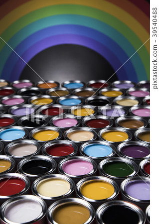 Rainbow, tin metal cans with color paint 39540488