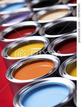 Collection of colored paints cans 39540543