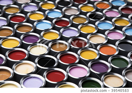 Collection of colored paints cans Collection of colored paints cans 39540583