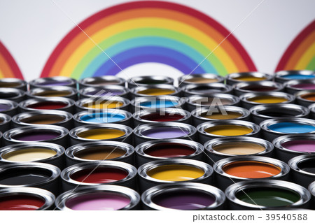 Rainbow, tin metal cans with color paint 39540588