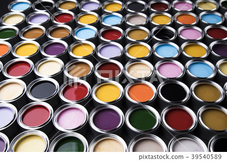 Collection of colored paints cans Collection of colored paints cans 39540589