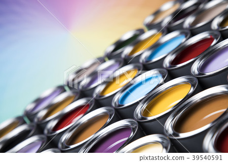 Colorful paint cans set Colorful paint cans set 39540591
