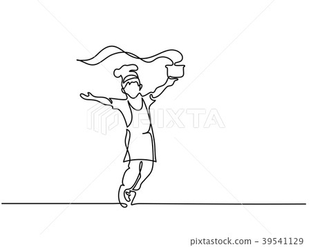Boy garson running with cup of tea coffee Boy garson running with cup of tea coffee 39541129