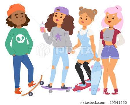 Skateboard characters vector stylish skating kids 39541360