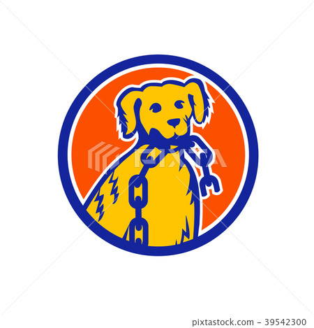 Retriever Dog Biting Broken Chain Mascot 39542300
