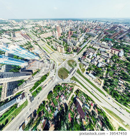 Aerial city view with crossroads and roads, houses 39547450