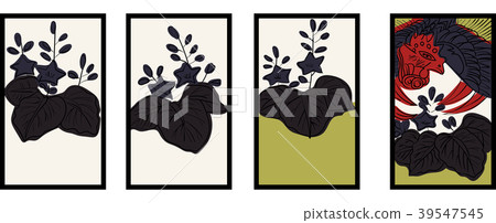 花卡| 12月卡|日本紙牌遊戲|矢量數據的插圖 39547545