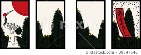Hanafuda | 1月松|日本紙牌遊戲|矢量數據的插圖 39547546