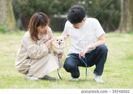 遛狗的年輕夫婦 39548082