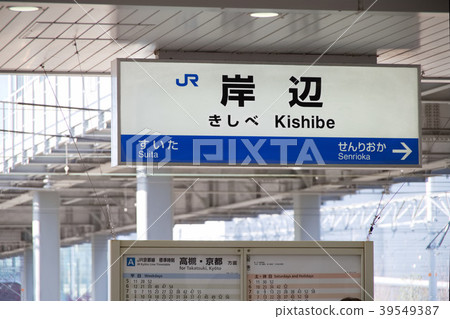JR Kyoto Line, station name label of Kishibe Station 39549387