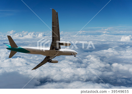 Commercial airplane flying above clouds Commercial airplane flying above clouds 39549655