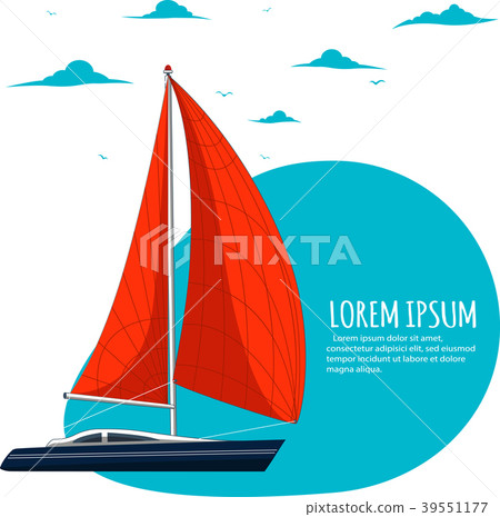 Yacht club sticker with sail boat 39551177