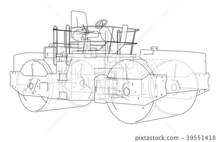Asphalt compactor outlined vector 39551418