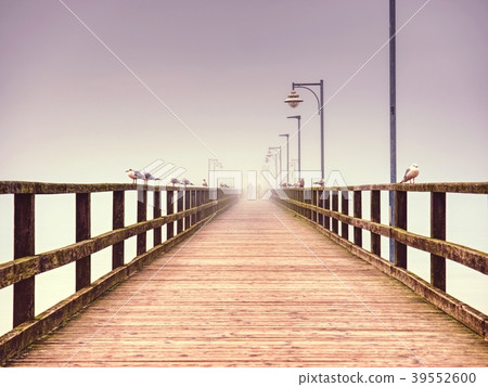 Old wood beach bridge in Goehren with nobody. 39552600