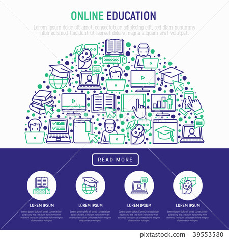 Online education concept in half circle with thin  39553580