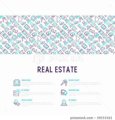 Real estate concept with thin line icons 39553581