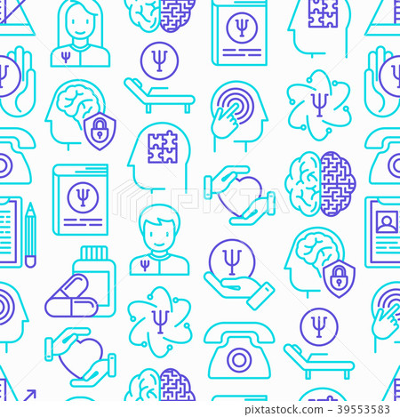 Psychologist seamless pattern with thin line icons 39553583