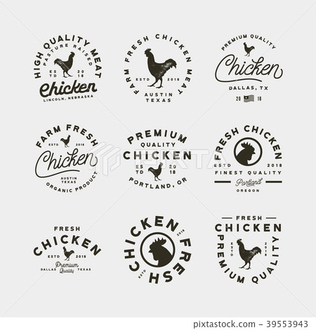 set of premium fresh chicken meat labels. vector 39553943