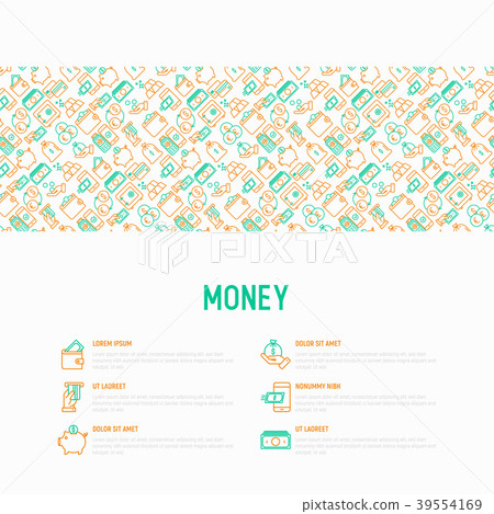 Money concept with thin line icons - Stock Illustration [39554169] - PIXTA