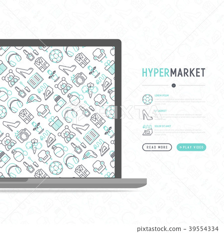 Hypermarket concept with thin line icons 39554334