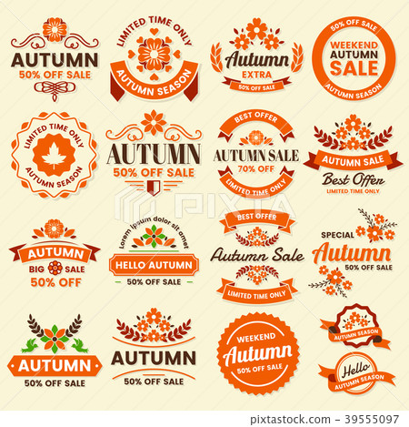 Autumn Label Vintage Vector Logo for banner Autumn Label Vintage Vector Logo for banner 39555097