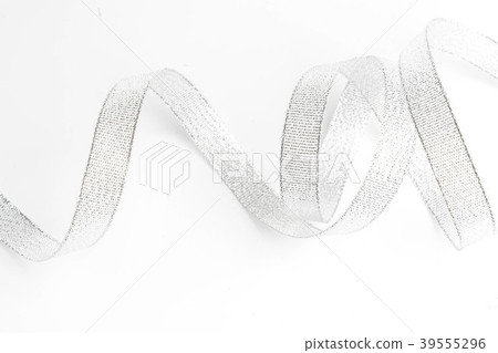 silver ribbon bow  on white isolated 39555296