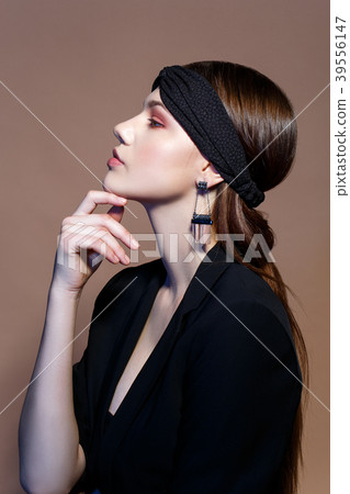 beautiful blond girl with dark makeup beautiful blond girl with dark makeup 39556147