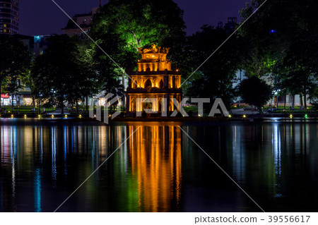 Turtle tower in Hoan Kiem Lake, Ha Noi, VietNam 39556617