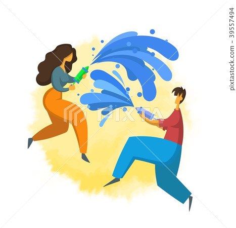 Songkran, Thai New Year's festival. Man and woman Songkran, Thai New Year's festival. Man and woman 39557494