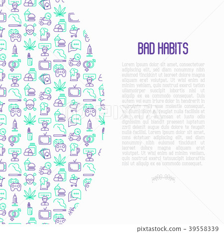 Bad habits concept with thin line icons 39558339