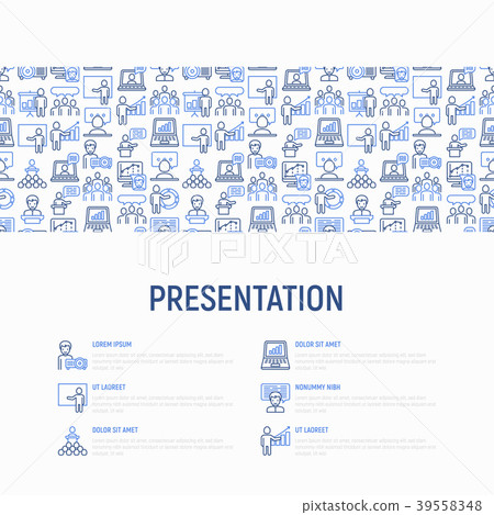 Presentation concept with thin line icons Presentation concept with thin line icons 39558348