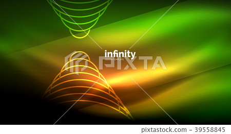 Abstract wave on dark background, shiny glowing 39558845