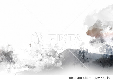 mountain hill in the forest on watercolor painting 39558910