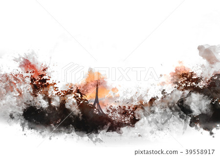 mountain hill in the forest on watercolor painting mountain hill in the forest on watercolor painting 39558917