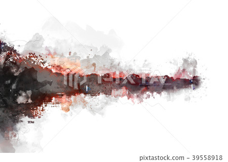 mountain hill in the forest on watercolor painting mountain hill in the forest on watercolor painting 39558918