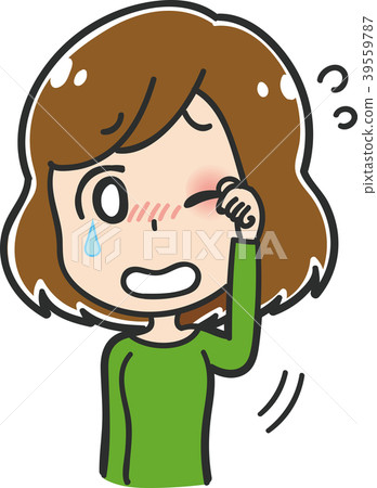 Illustration of a woman rubbing her eyes - Stock Illustration [39559787 ...