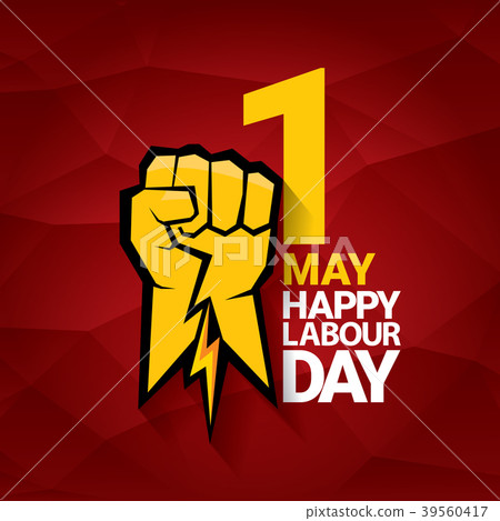 Happy labour day vector label with strong orange Happy labour day vector label with strong orange 39560417