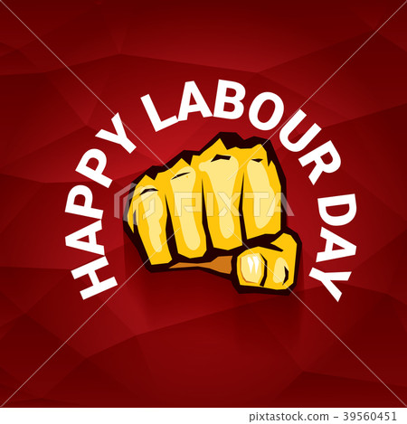 Happy labour day vector label with strong orange 39560451