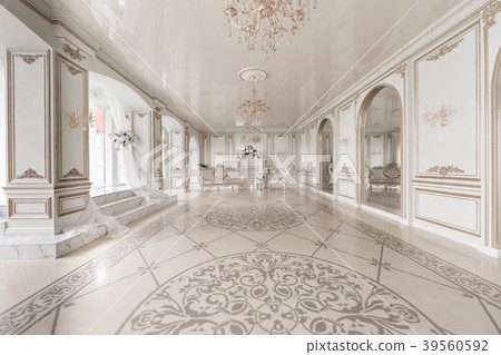 Luxurious vintage interior with fireplace in the 39560592