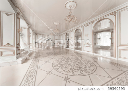 Luxurious vintage interior with fireplace in the 39560593