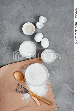 Ingredients for baking on the textured gray table Ingredients for baking on the textured gray table 39560768