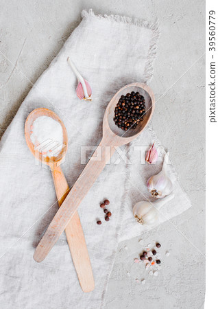 Grey textured table with classical condiments Grey textured table with classical condiments 39560779