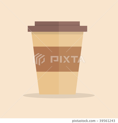 Coffee cup icon. Flat design style. Coffee paper 39561243
