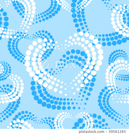 Seamless pattern with white dotted hearts on blue 39561265
