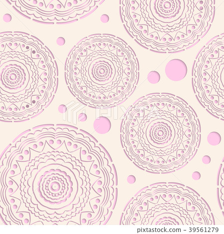 Seamless pattern with pink paper craft circles Seamless pattern with pink paper craft circles 39561279