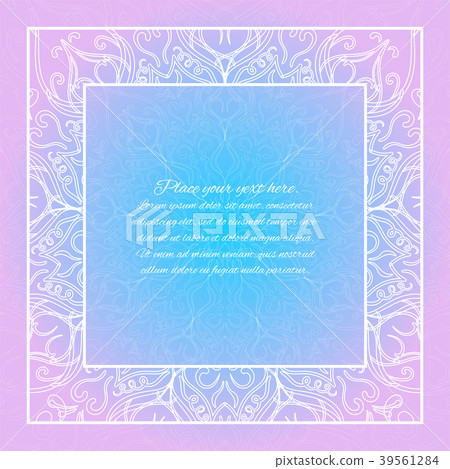 Lace invitation card. Blue and pink mandala 39561284